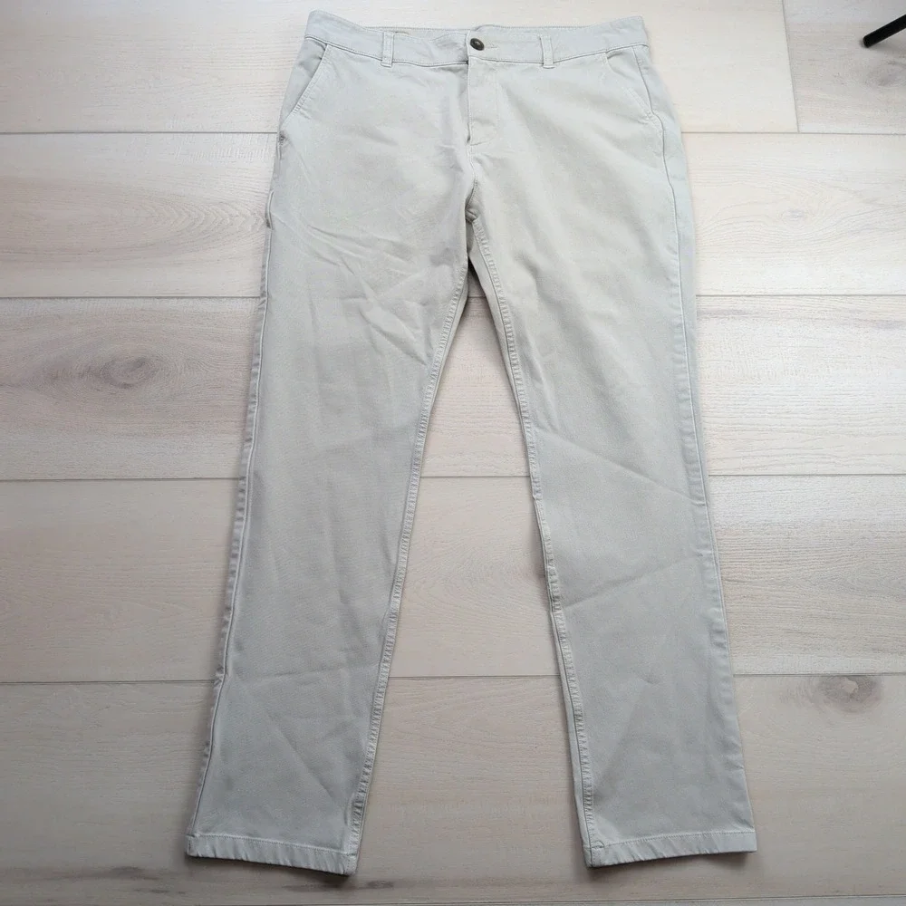 Mugsy Teddys Chino Pants Mens 35x32 (Fits 35x31) Beige Stretch Business Casual